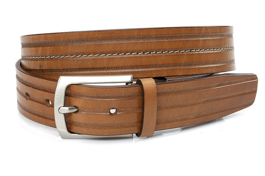 Sportieve donker cognac heren riem