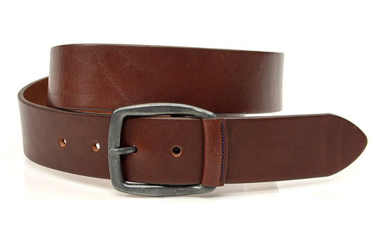 heren jeans riem rood bruin leer 4 cm