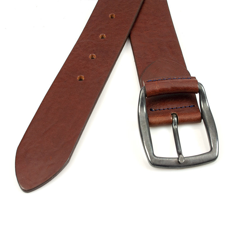 heren jeans riem rood bruin leer 4 cm