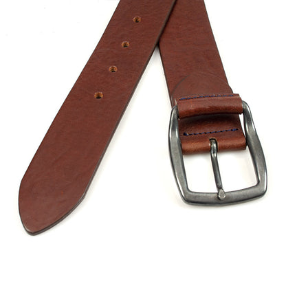 heren jeans riem rood bruin leer 4 cm