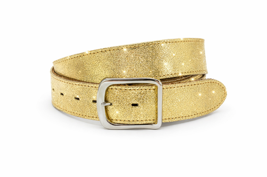 dames jeans riem goud leer 4 cm