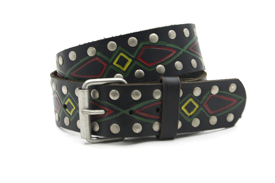 heren riem met studs zwart leer 5 cm