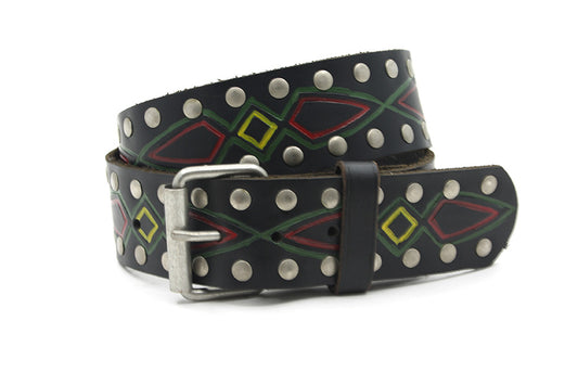 heren riem met studs zwart leer 5 cm