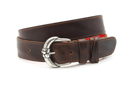 dames jeans riem bruin leer 4 cm