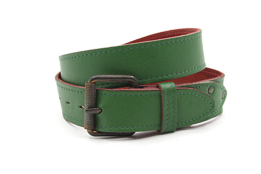 dames jeans riem groen leer 4 cm