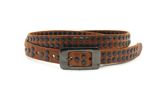 dames smalle riem cognac leer 2 cm