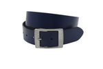 Dames riem blauw - Basic leren riem 4cm met zilverkleurige vierkante gesp