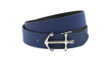 Dames riem blauw - Basic leren riem 4cm met zilveren plaatgesp