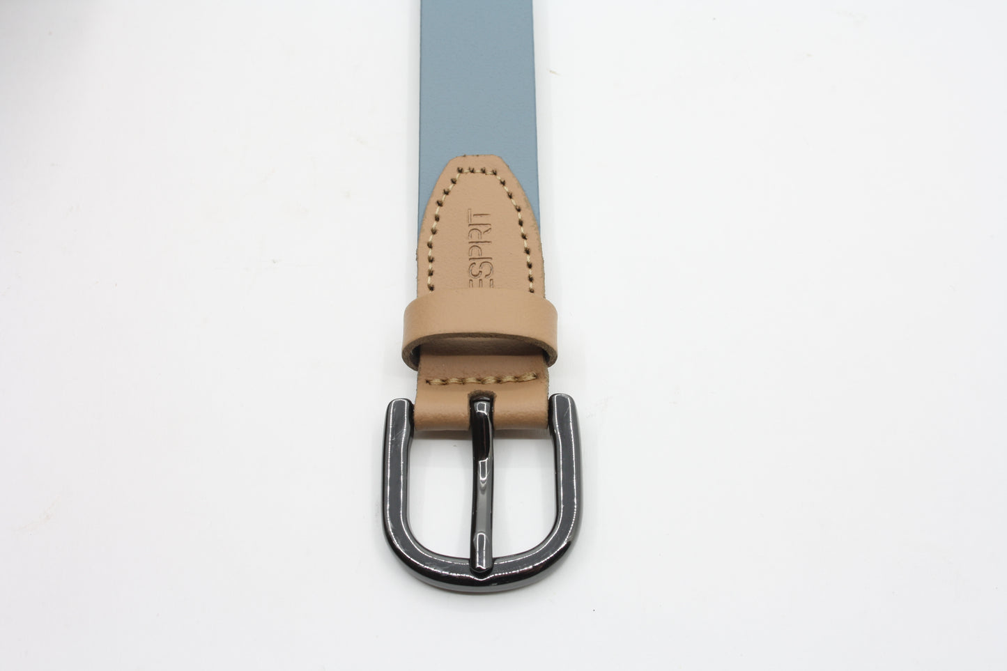 Dames riem lichtblauw - Basic leren riem 2cm met zilver-zwarte gesp