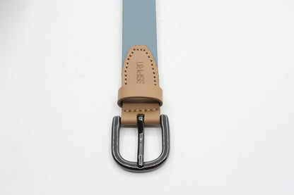 Dames riem lichtblauw - Basic leren riem 2cm met zilver-zwarte gesp
