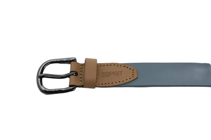 Dames riem lichtblauw - Basic leren riem 2cm met zilver-zwarte gesp