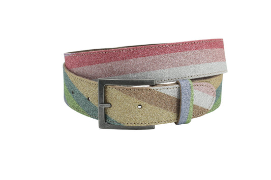 Dames riem multi color - Basic leren riem 4cm met gunmetal gesp