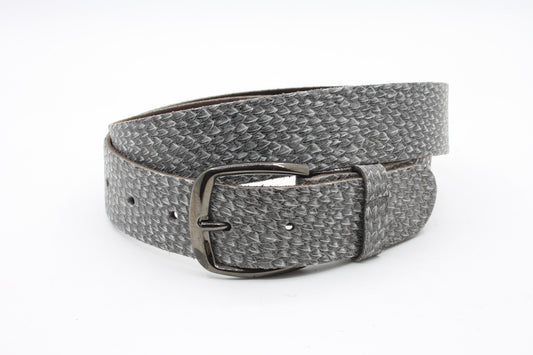 Dames riem grijs - Basic leren riem 4cm met reptielprint