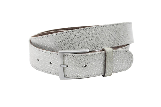 Dames riem zilver grijs - Basic leren riem 4cm met zilverkleurige gesp