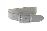 Dames riem grijs - Basic leren riem 4cm met zilveren vierkante gesp