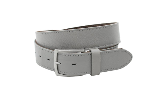 Dames riem grijs - Basic leren riem 4cm met zilverkleurige gesp
