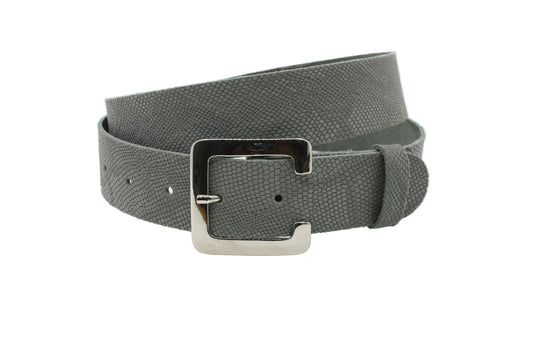dames jeans riem grijs leer 4 cm