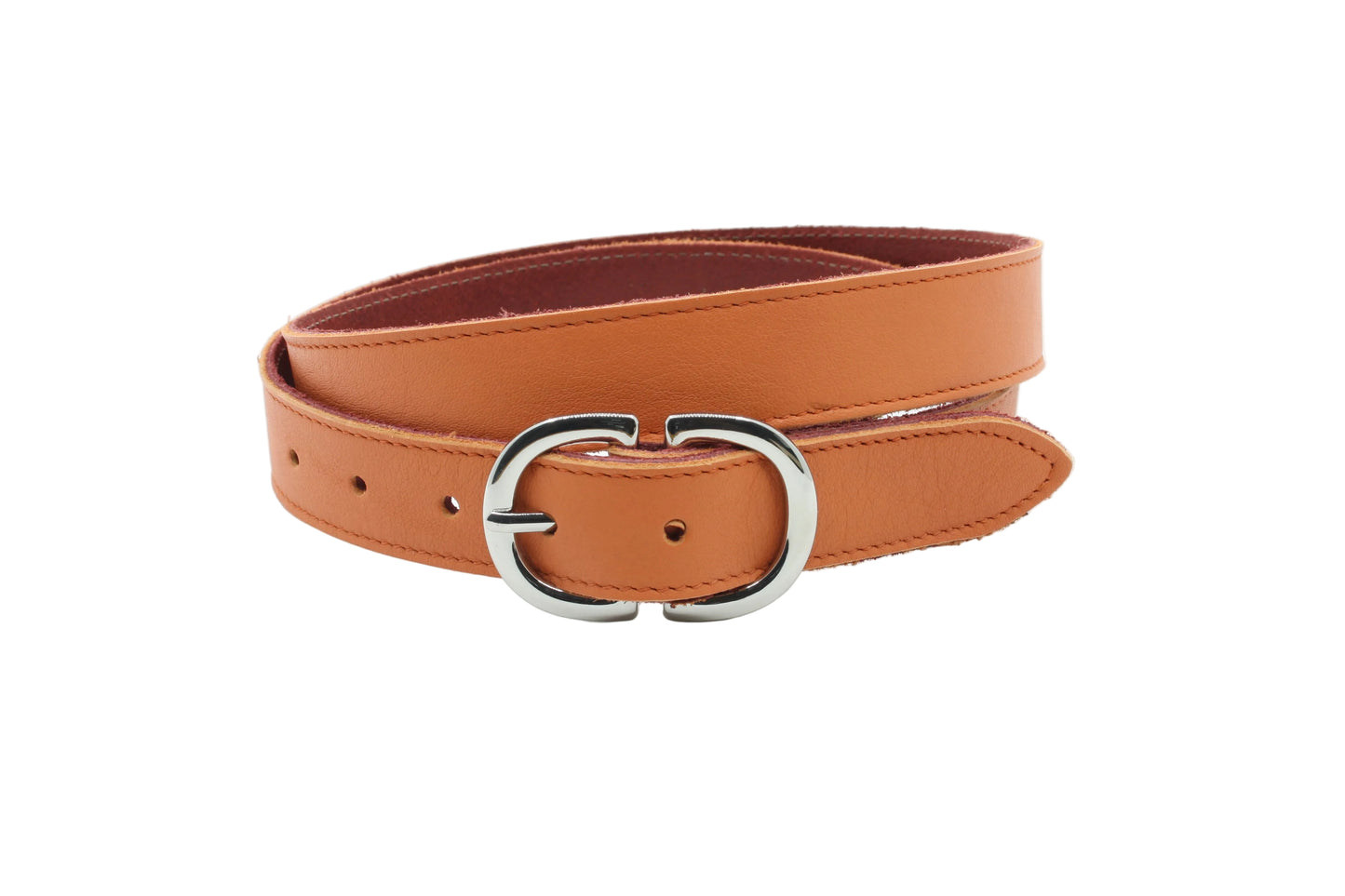 dames smalle riem oranje leer 3 cm