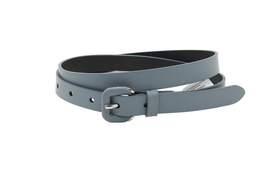 dames smalle riem blauw leer 2 cm