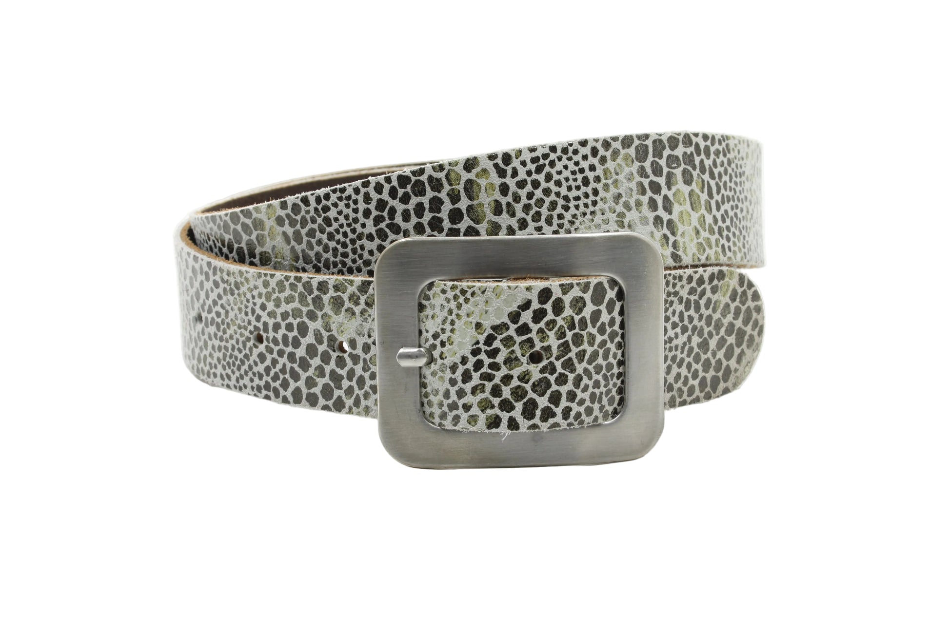 dames brede riem beige leer 4 cm