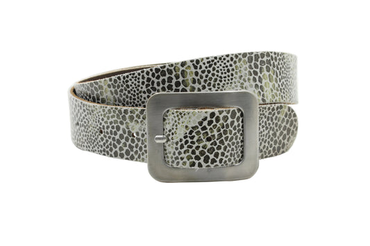 dames brede riem beige leer 4 cm