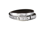 dames smalle riem zilver leer 2 cm