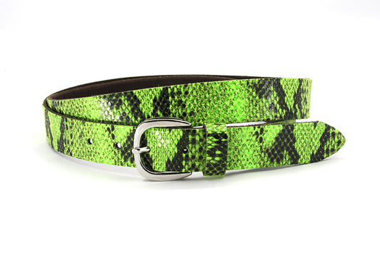 dames smalle riem lime groen leer 3 cm