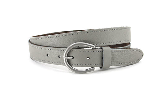 dames smalle riem grijs leer 3 cm