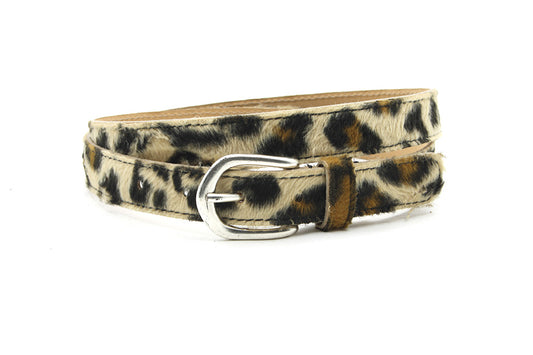 dames smalle riem beige/bruin/zwart kunstleer 2 cm