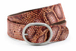 Damesriem rood - Leren brede riem 5cm met slangenprint