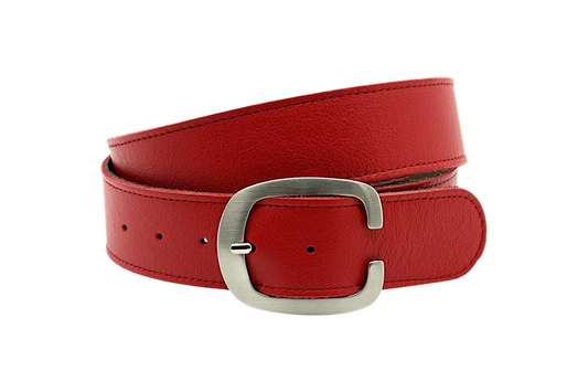 dames brede riem rood leer 4.5 cm