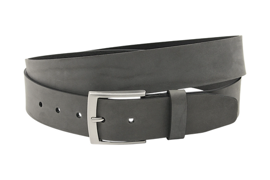 heren jeans riem grijs leer (nubuck) 4 cm