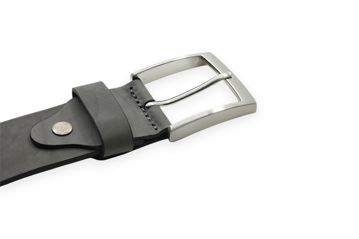 heren jeans riem grijs leer (nubuck) 4 cm