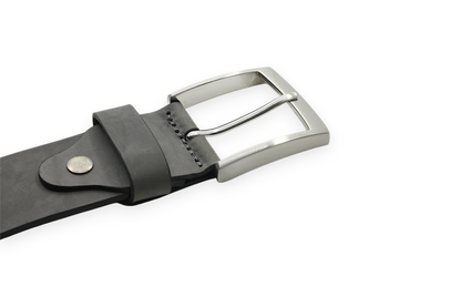 heren jeans riem grijs leer (nubuck) 4 cm