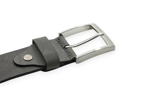 heren jeans riem grijs leer (nubuck) 4 cm
