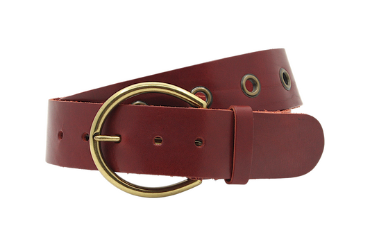 dames brede riem rood leer 5 cm