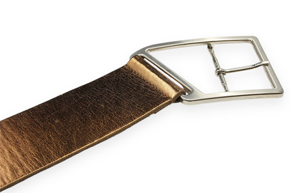 dames brede riem brons leer (metallic) 6 cm