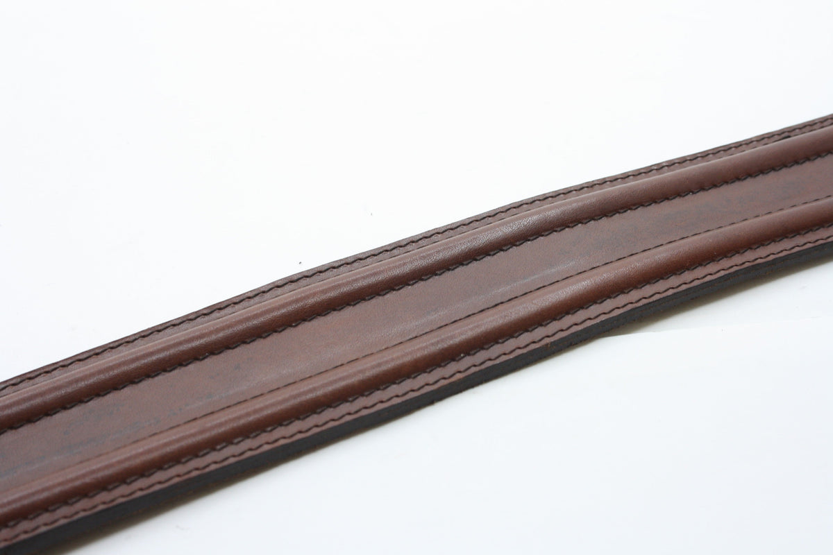 Afdelingriemen.nl luxe bruine leren damesceintuur met verfijnde stiksels en een hoogwaardige afwerking