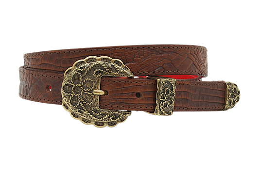 dames smalle riem bruin leer 2.5 cm