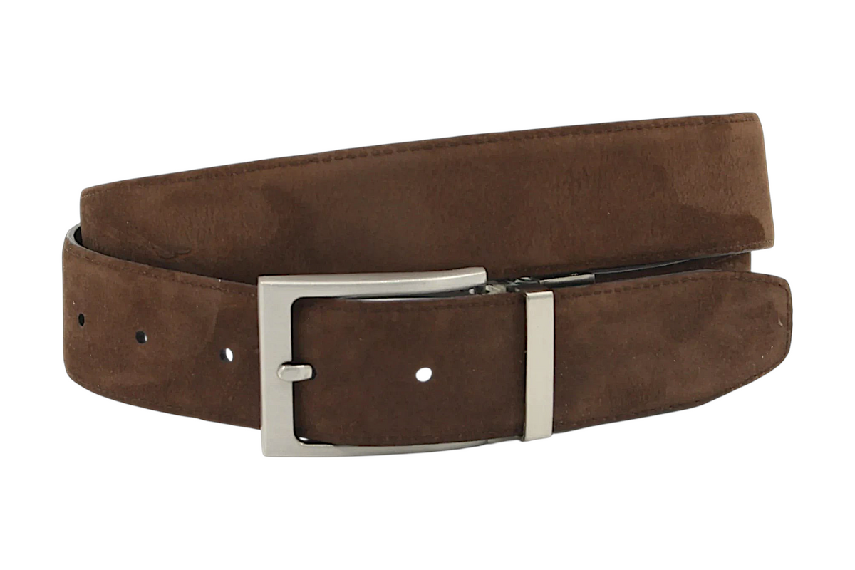 heren draaibare riem bruin suède 3.5 cm