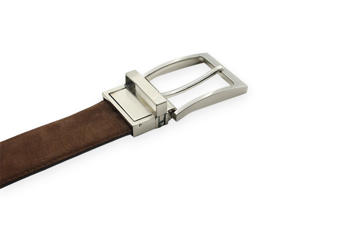 heren draaibare riem bruin suède 3.5 cm