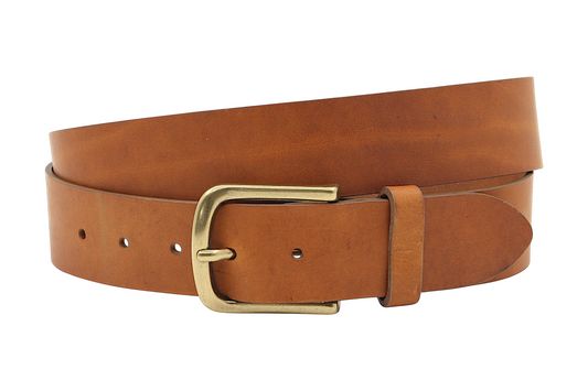 dames jeans riem cognac leer 4 cm