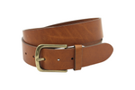 Afdelingriemen.nl klassieke cognacbruine leren riem met een stijlvolle antieke messing gesp voor een vintage look.