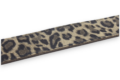 Afdelingriemen.nl dames riem van 4 cm breed met bruine luipaardprint in suède look