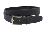 Afdelingriemen.nl donkerblauwe leren herenriem met matte afwerking en zilverkleurige gesp voor een klassieke look.