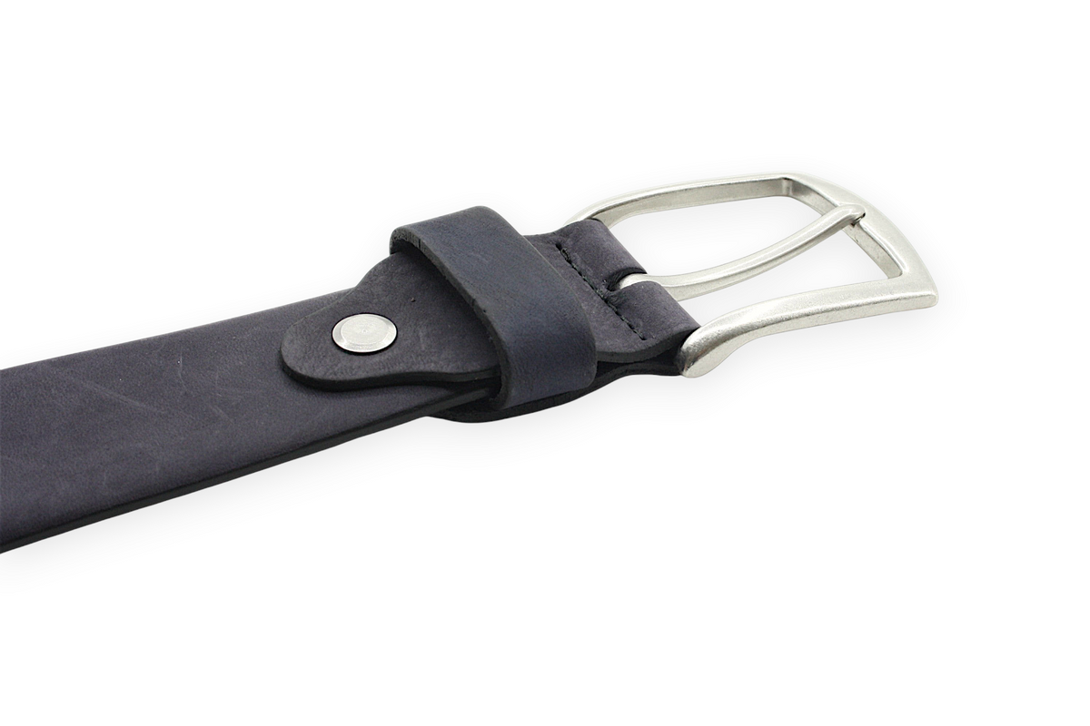 heren pantalon riem blauw leer (nubuck) 3.5 cm