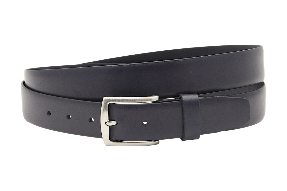 heren pantalon riem blauw leer (nubuck) 3.5 cm