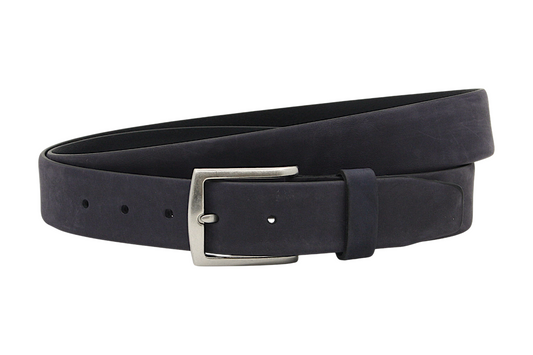 heren pantalon riem blauw leer (nubuck) 3.5 cm