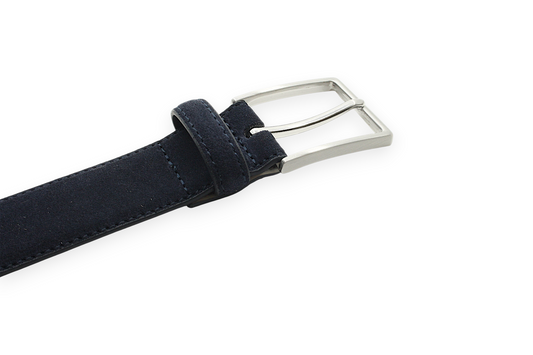heren suède riem blauw suède 3.5 cm