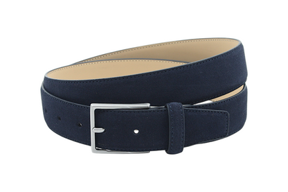heren suède riem blauw suède 3.5 cm